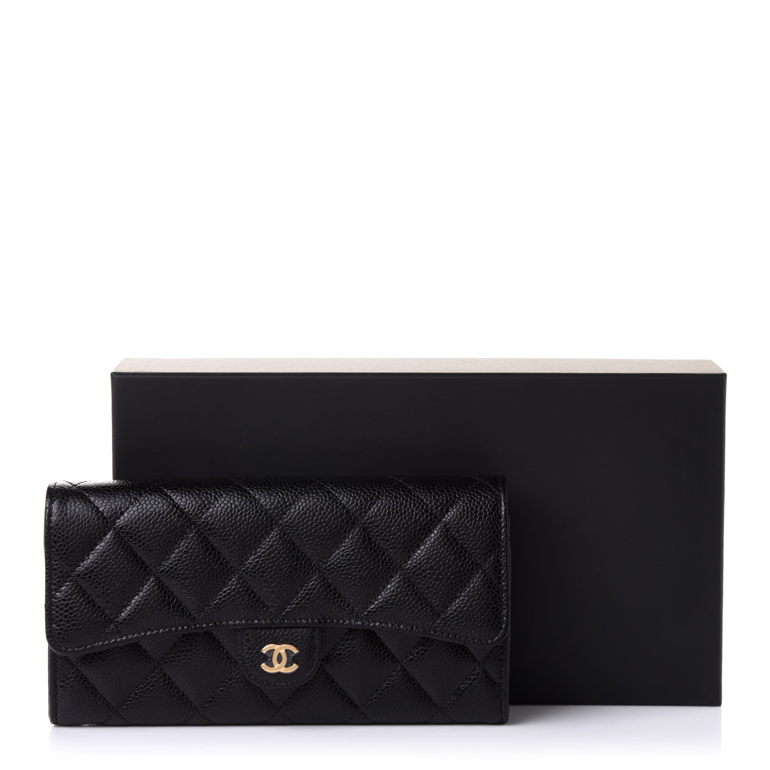 Chanel Caviar Quilted Large Gusset Flap Wallet Black 9 of 9