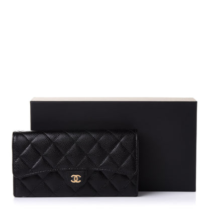 Chanel Caviar Quilted Large Gusset Flap Wallet Black 9 of 9