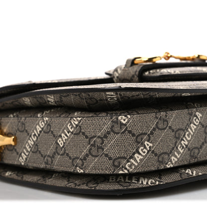 Gucci X BALENCIAGA GG Supreme Monogram Logo Print Horsebit 1955 Shoulder Bag Beige Ebony 9 of 10