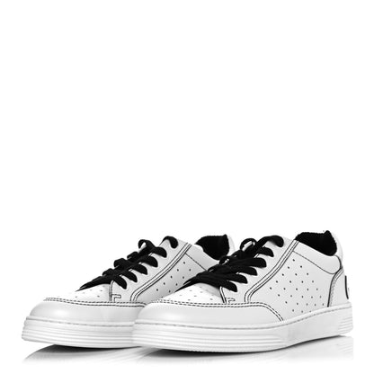 Chanel Calfskin Womens Logo Sneakers 40 White Black 3 of 8