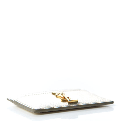 Saint Laurent Metallic Calfskin Monogram Credit Card Case Argento 4 of 7