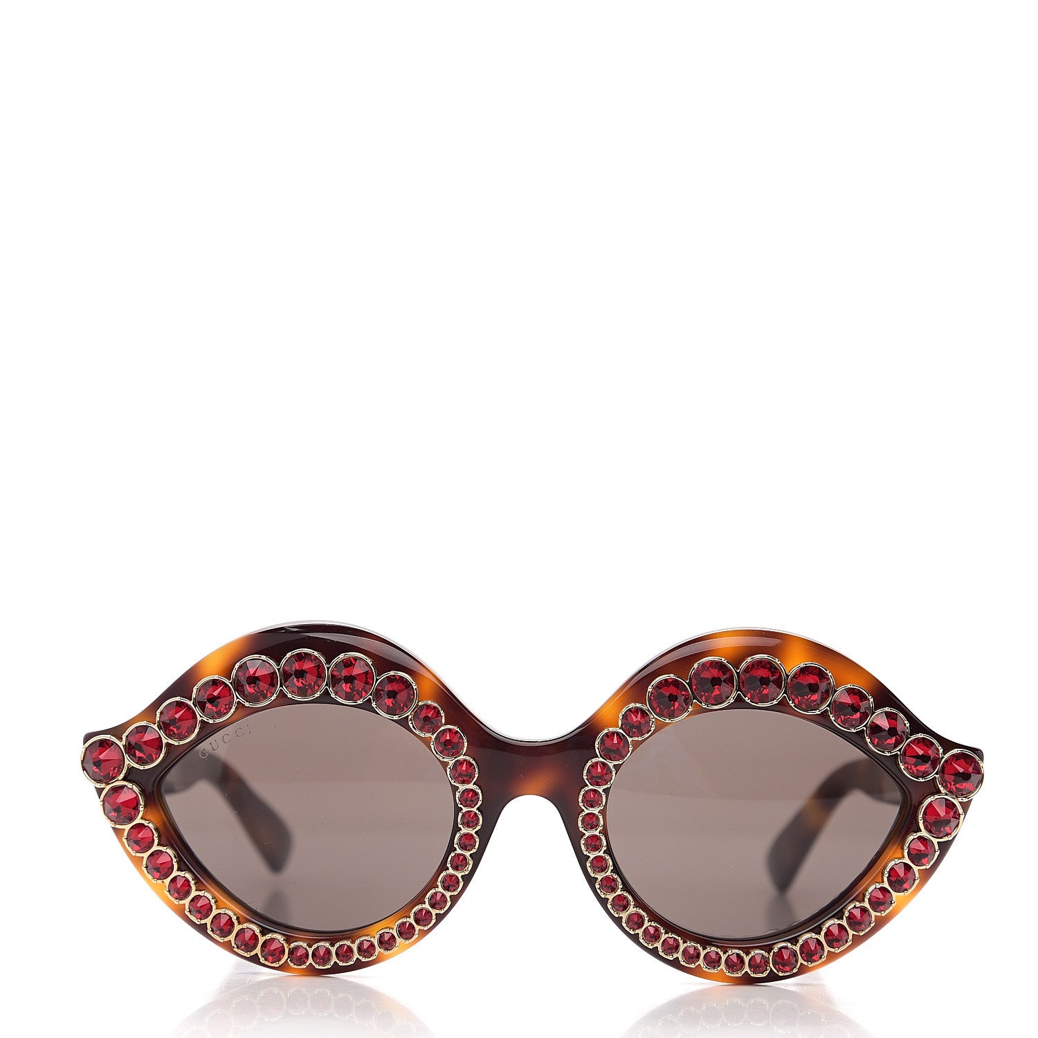 Gucci Acetate Crystal Studded Cat Eye Sunglasses GG0045S Tortoise 2 of 8