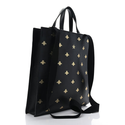 Gucci Grained Calfskin Bee Star Vertical Tote Black 3 of 9