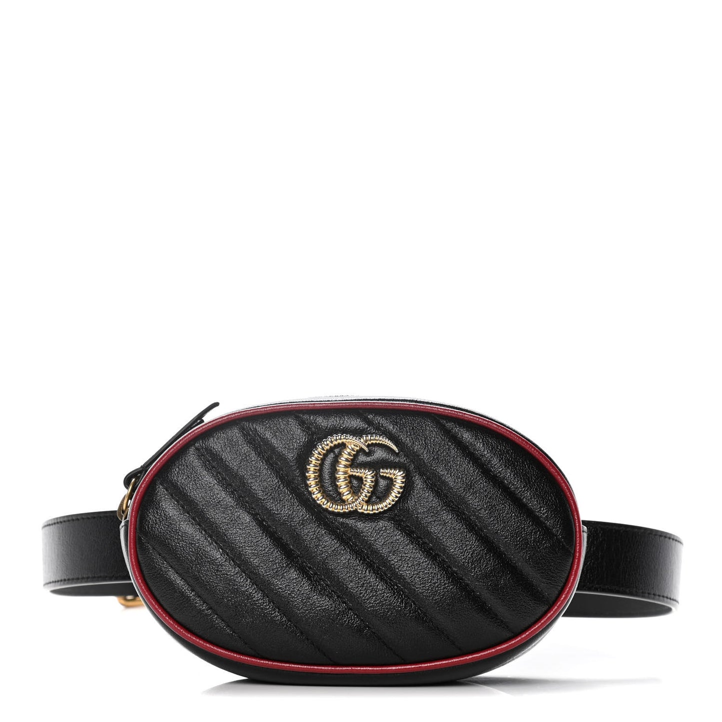 Azalea Calfskin Matelasse Diagonal Torchon GG Marmont Belt Bag 85 34 Black Romantic Cerise