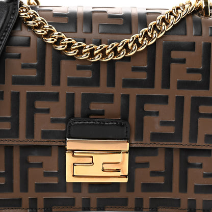 Fendi Vitello Liberty Bi-Color FF 1974 Embossed Small Kan U Shoulder Bag Maya Black 7 of 9