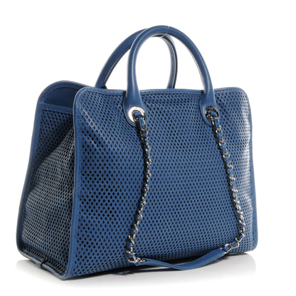 Chanel Calfskin Perforated Up In The Air Tote Dark Blue 3 of 8