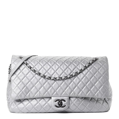 Chanel Metallic Calfskin Quilted XXL Travel Flap Bag Silver 1 of 4