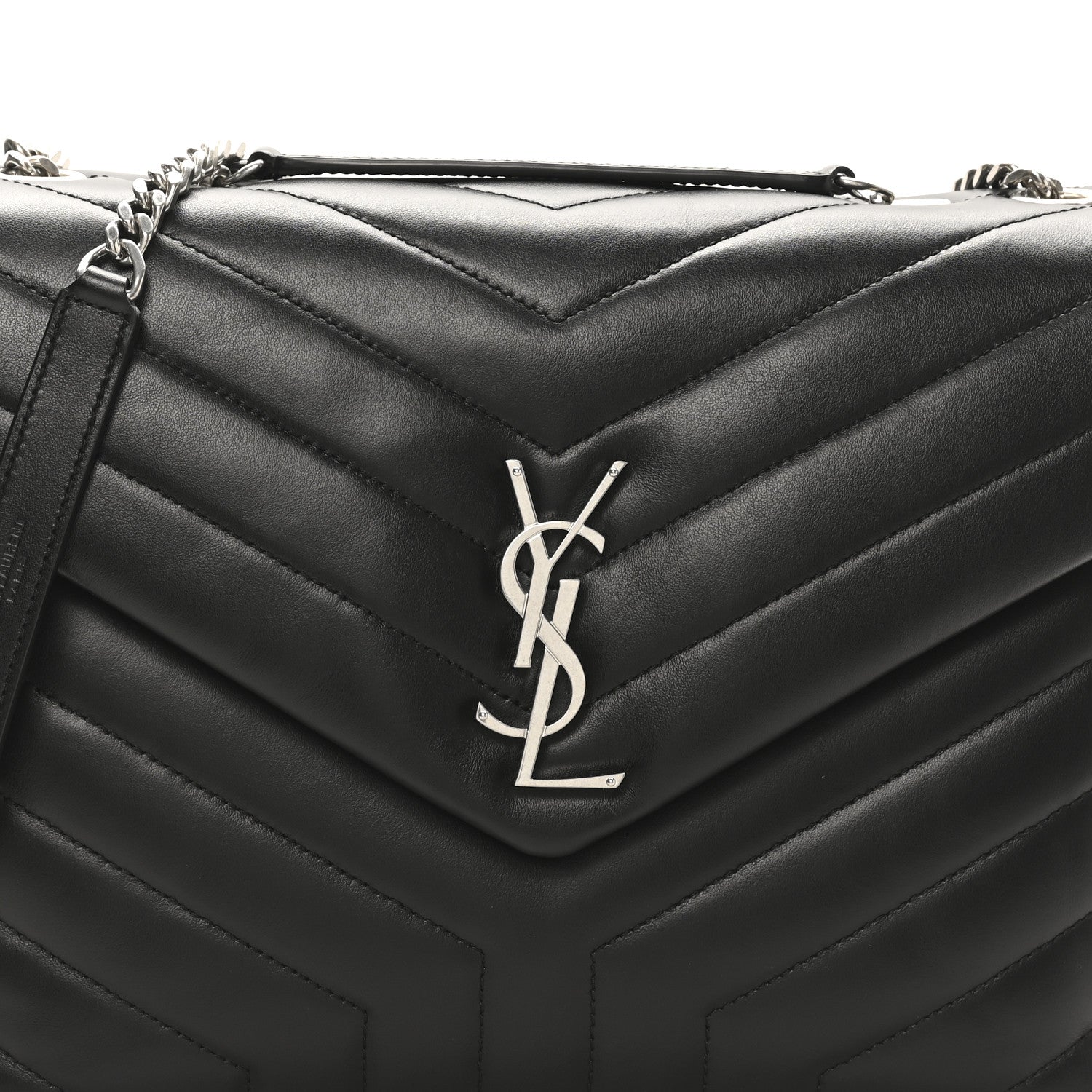 Saint Laurent Calfskin Y Quilted Monogram Medium Loulou Chain Satchel Black 8 of 10