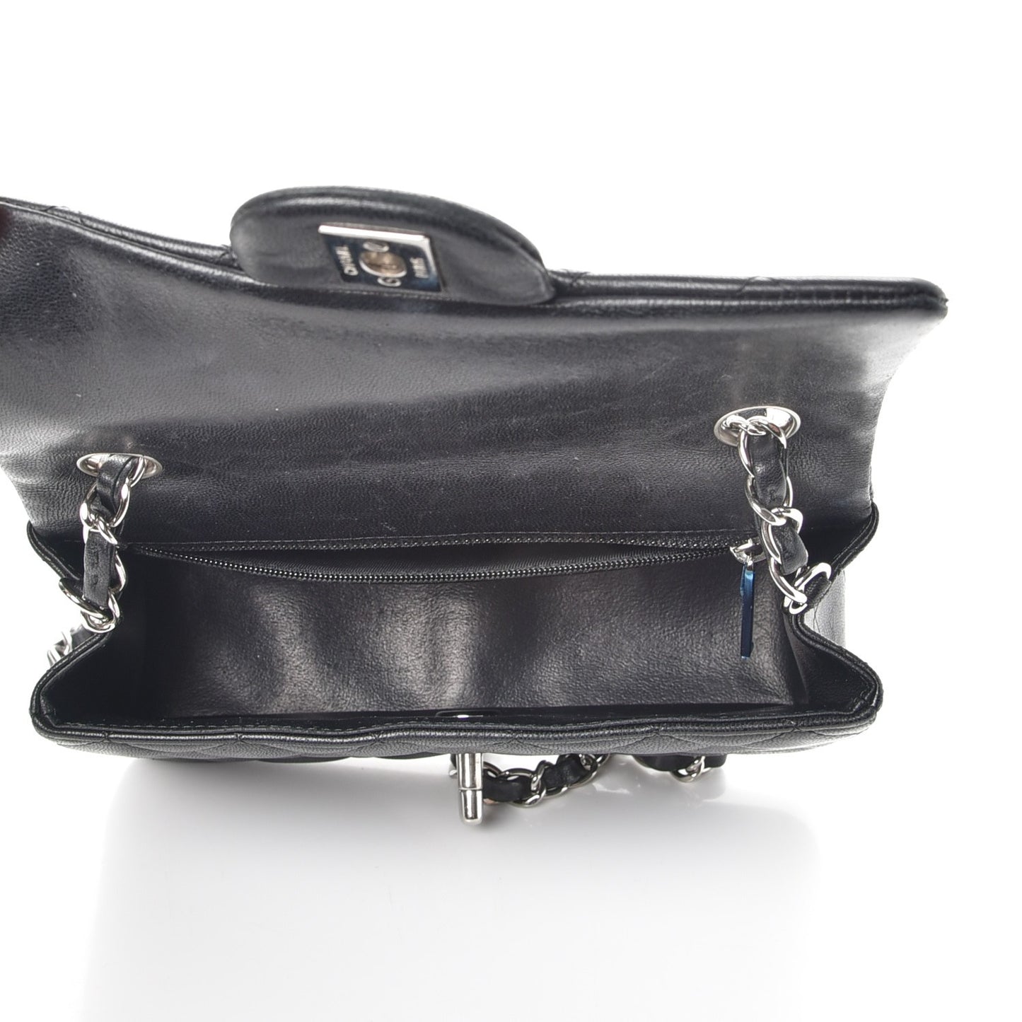 Lambskin Quilted Mini Rectangular Flap Black
