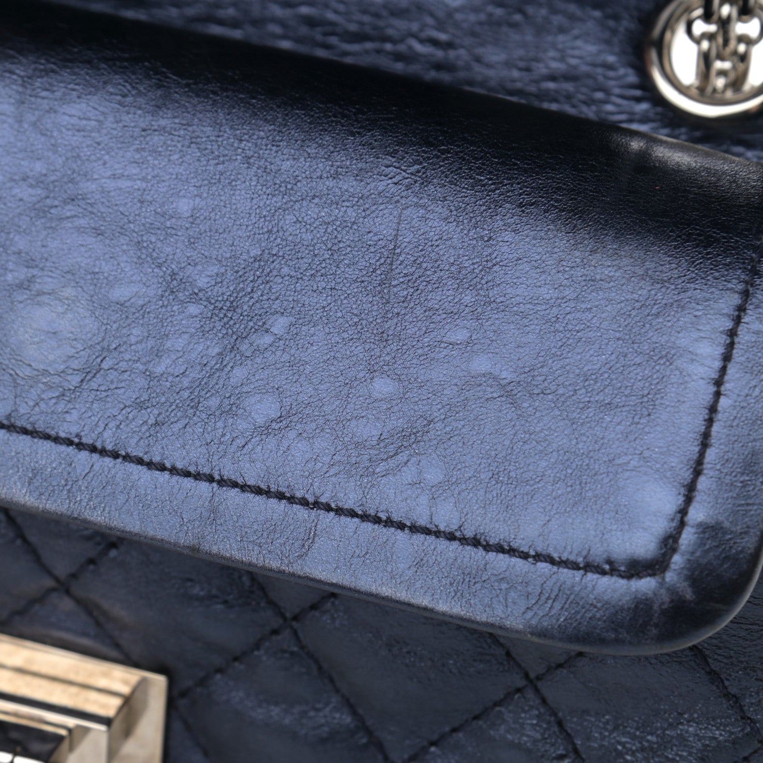 Chanel Metallic Aged Calfskin Quilted 2.55 Reissue 224 Flap Blue 13 of 13