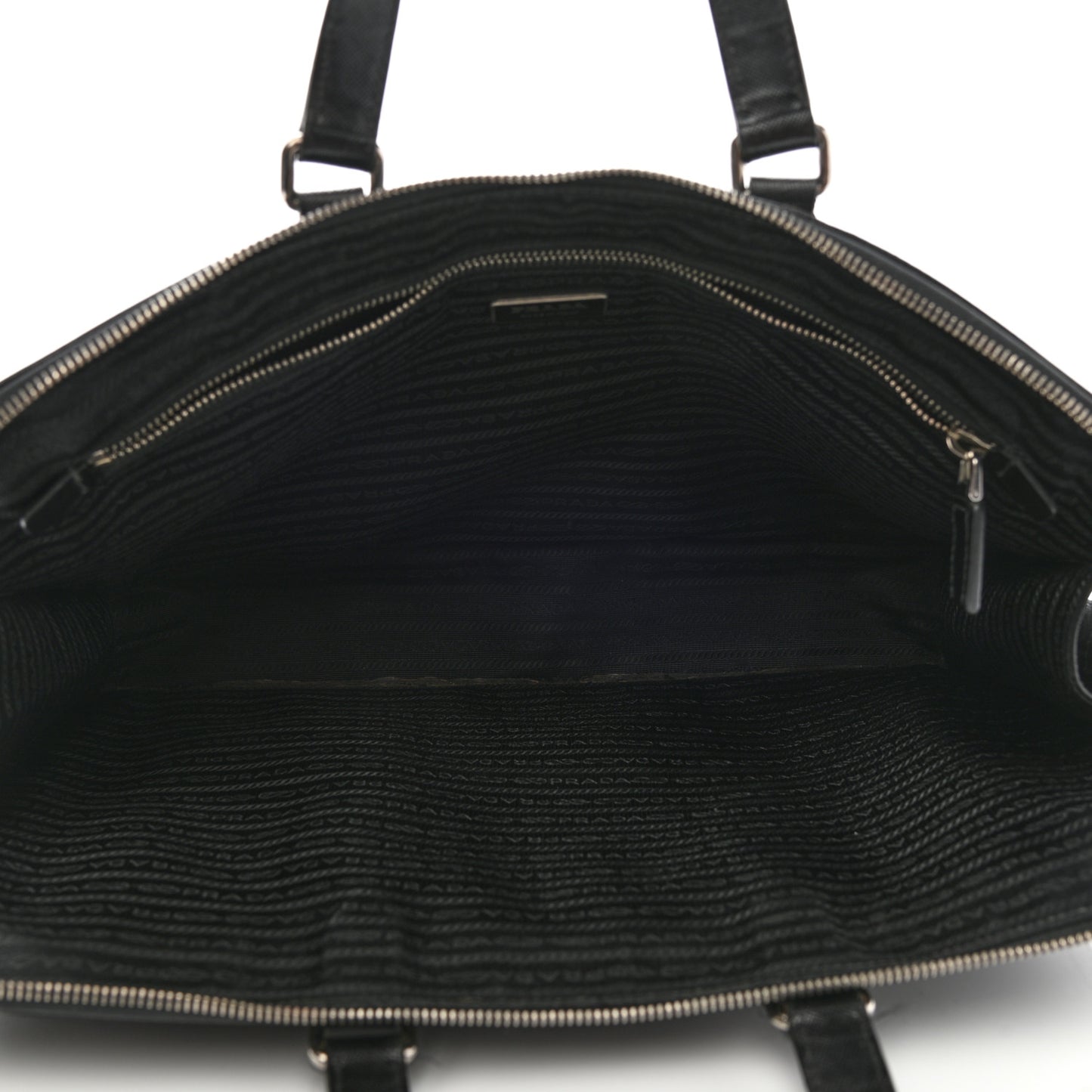 Saffiano Cuir Front Zip Pocket Briefcase Black