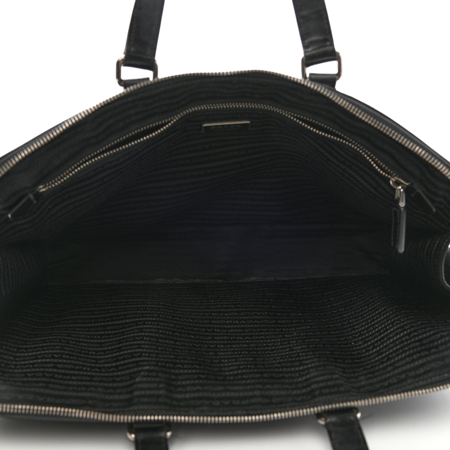 Prada Saffiano Cuir Front Zip Pocket Briefcase Black 5 of 13