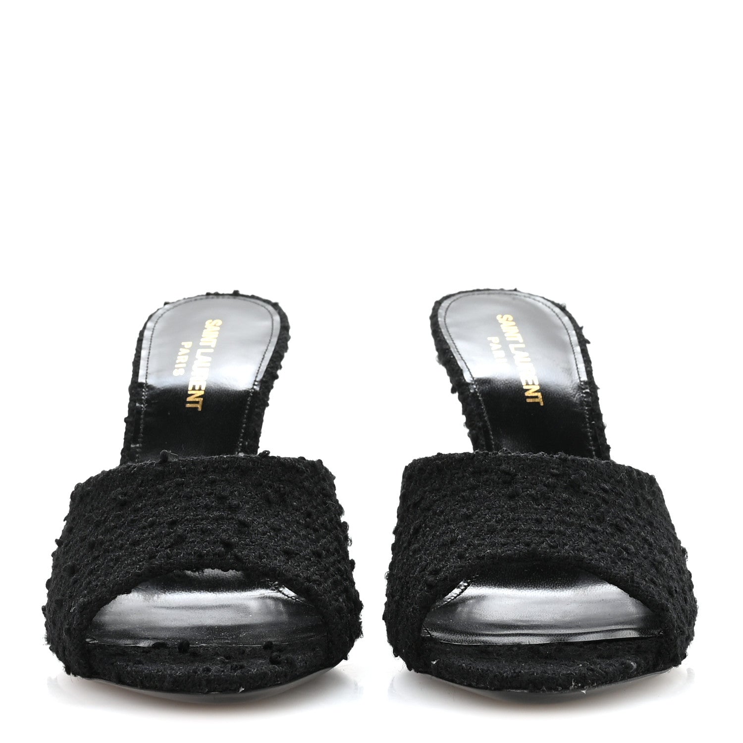 Saint Laurent Boucle Tweed La 16 95 Mule Sandals 37 Black 3 of 9