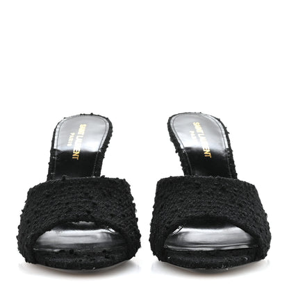 Saint Laurent Boucle Tweed La 16 95 Mule Sandals 37 Black 3 of 9