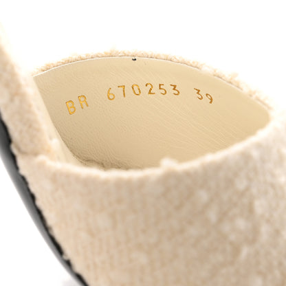Saint Laurent Boucle Tweed La 16 Mule Sandals 39 White 8 of 10