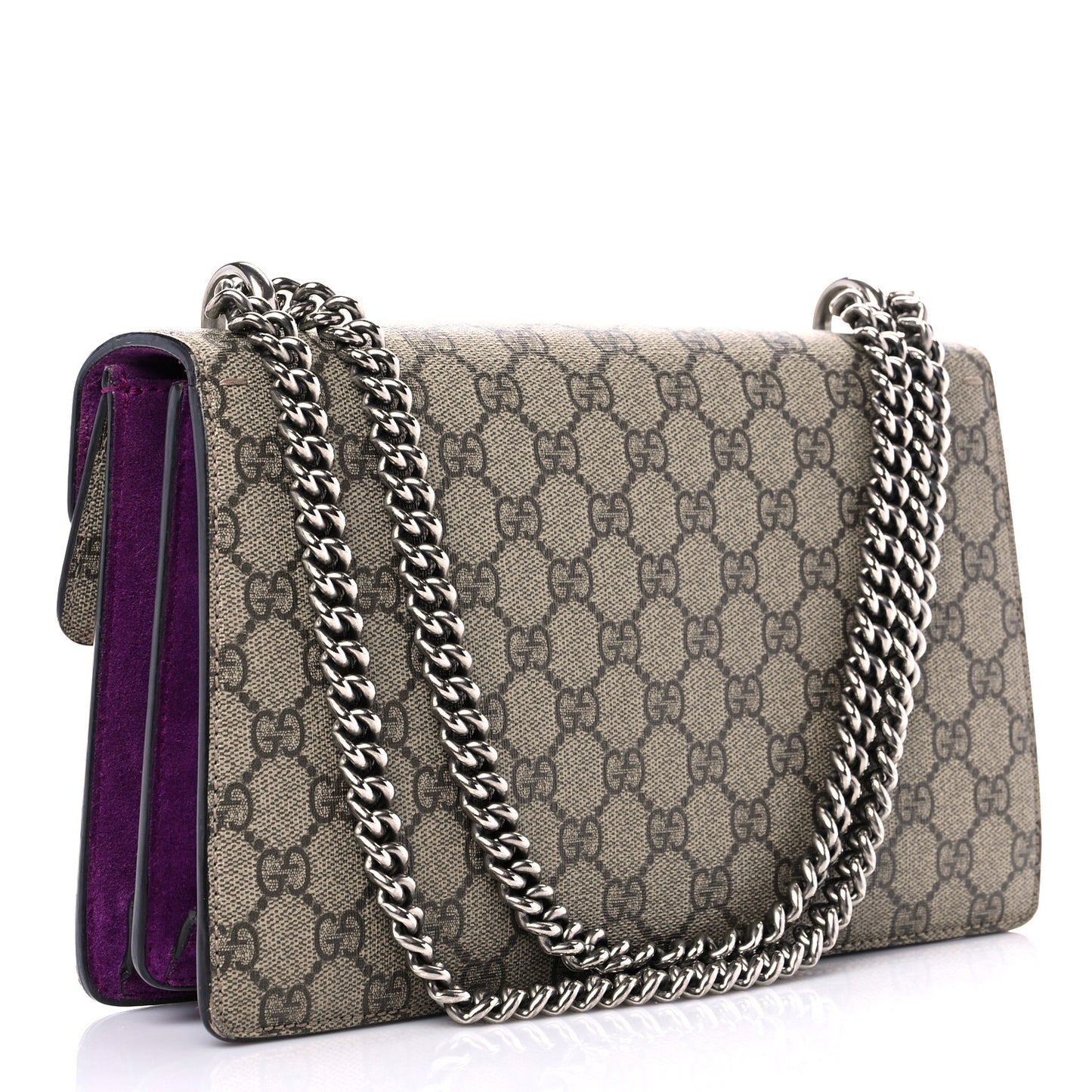 GG Supreme Monogram Embroidered Small Dionysus Shoulder Bag Purple