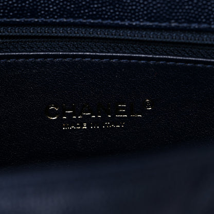 Chanel Caviar Lizard Quilted Chevron Small Coco Handle Flap Navy Blue 6 of 12