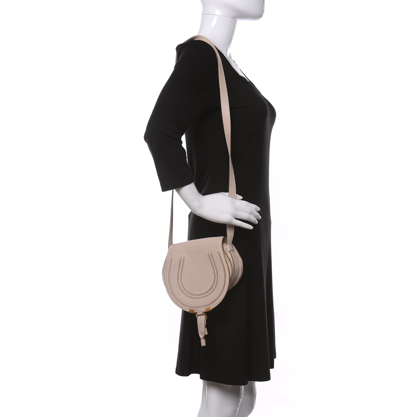 Calfskin Mini Marcie Round Crossbody Bag Abstract White
