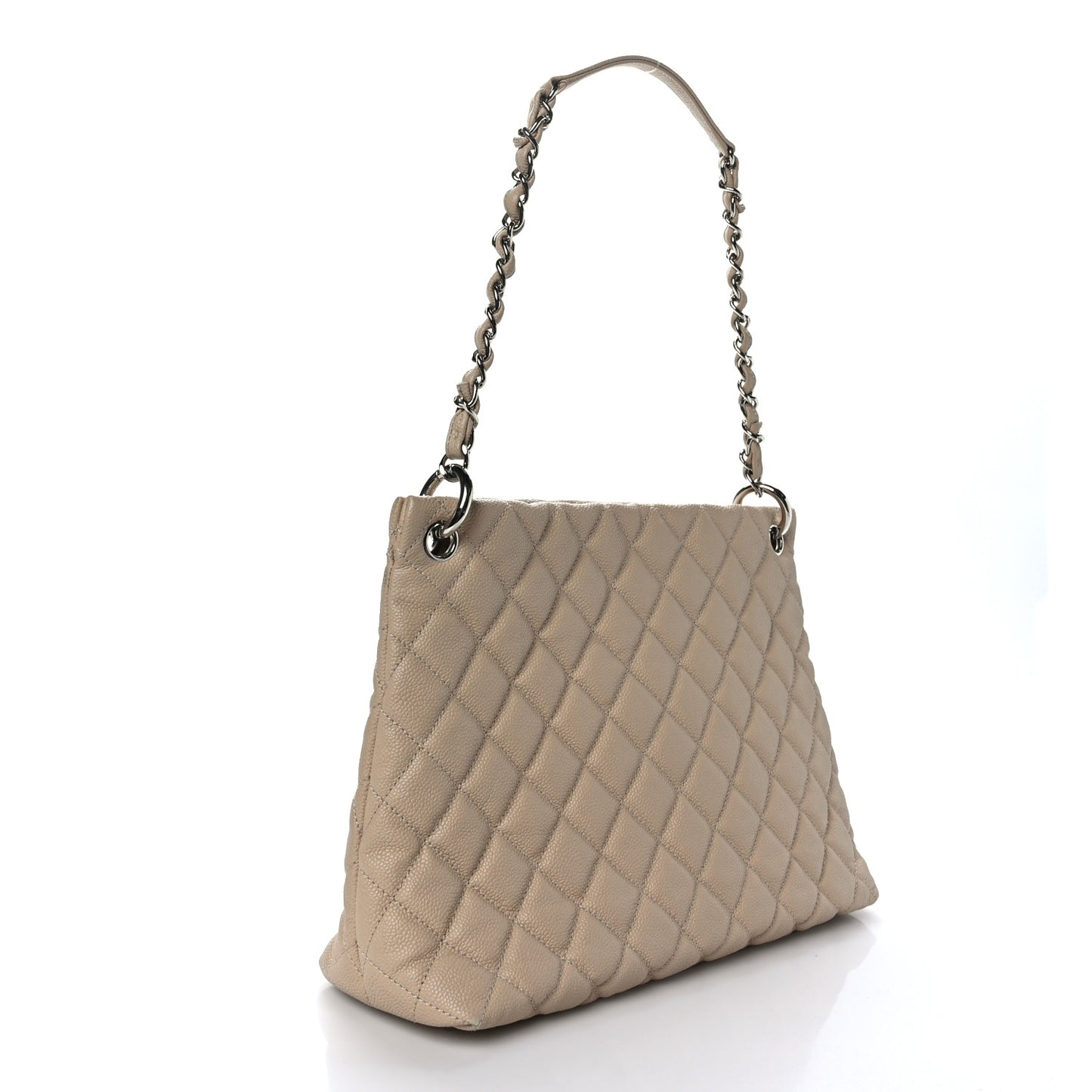 Caviar Quilted Easy Zip Tote Beige Clair