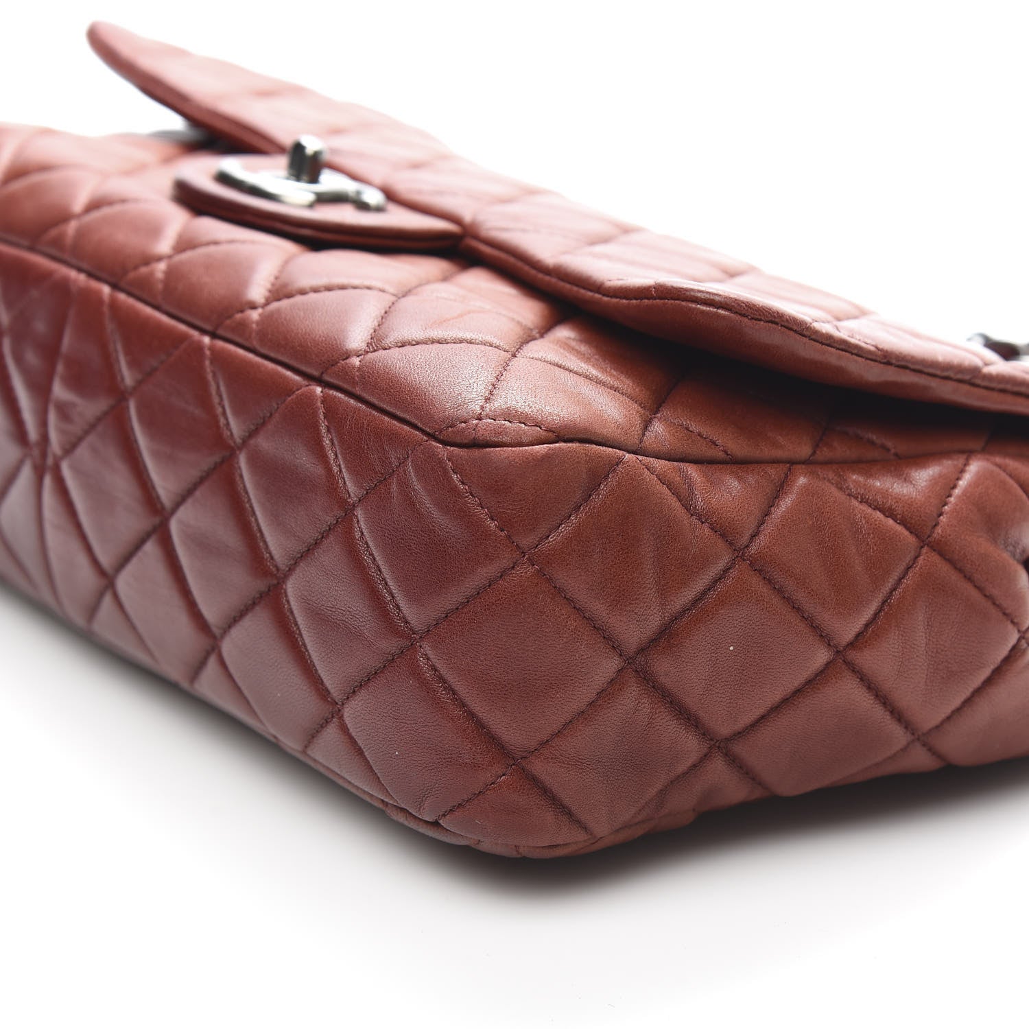 Chanel Lambskin Quilted Jumbo Single Flap Dark Red 11 of 13