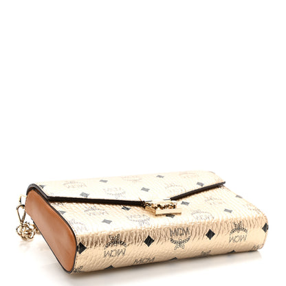 MCM Metallic Visetos Medium Millie Crossbody Bag Berlin Gold 4 of 9