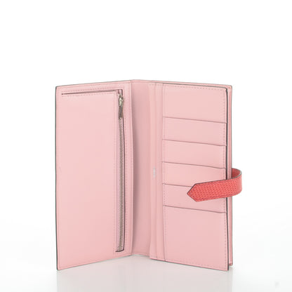 Hermes Tadelakt Lizard Bearn Gusset Wallet Rose Sakura Bougainvillea 5 of 7