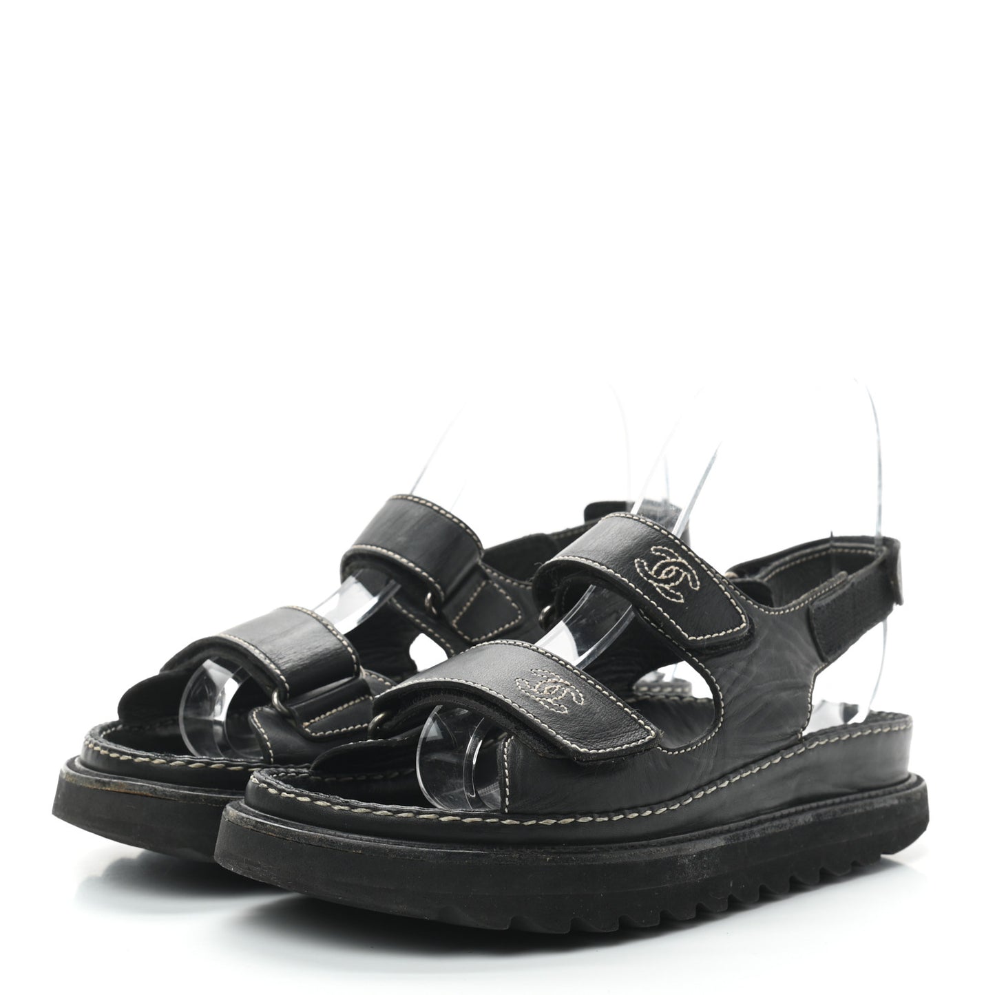 Lambskin Velcro Dad Sandals 35 Black