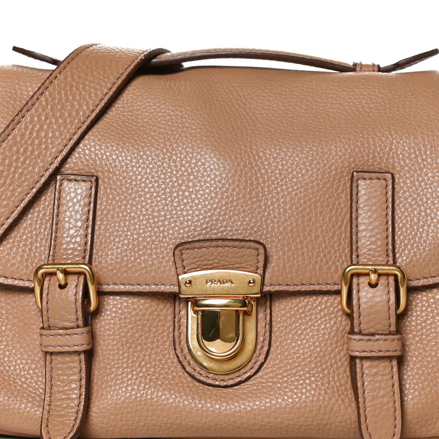 Vitello Daino Push Lock Messenger Bag Noisette