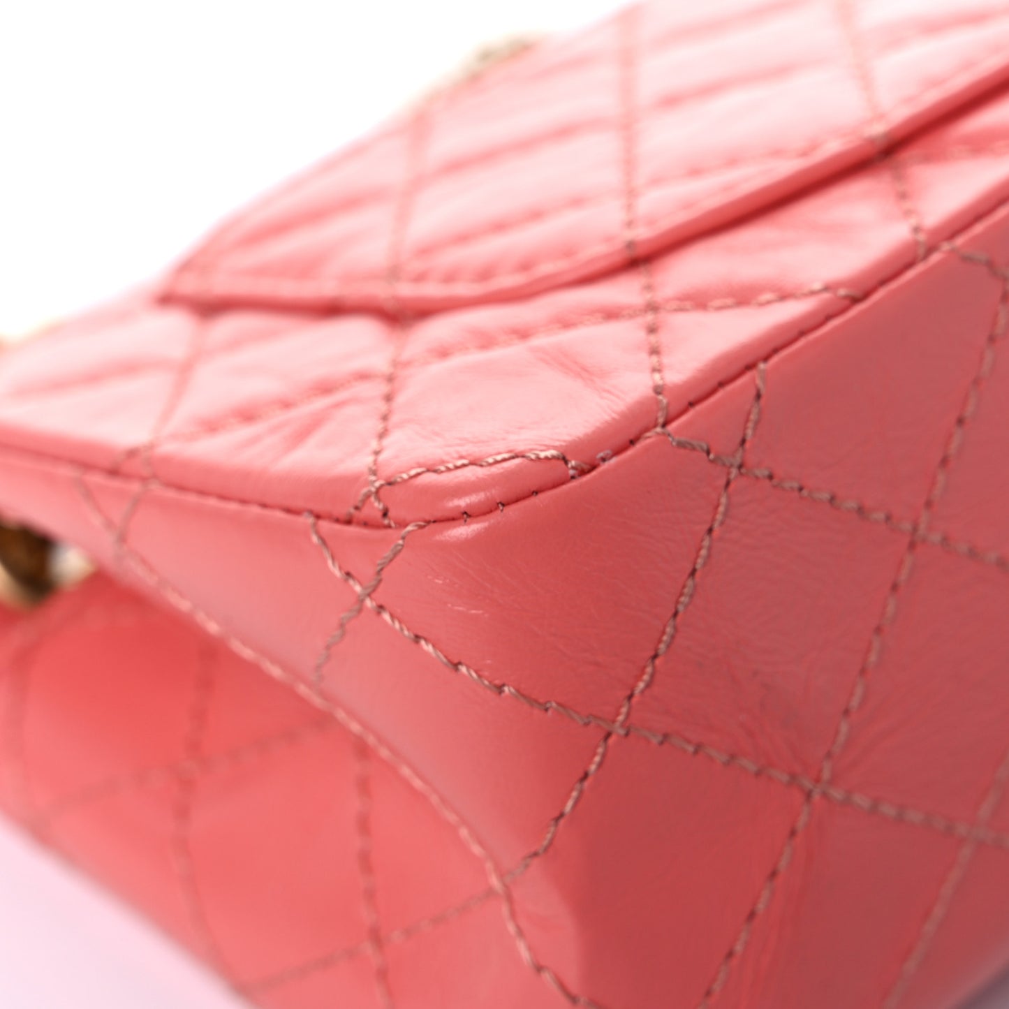 Aged Calfskin Quilted 2.55 Reissue Mini Flap Coral