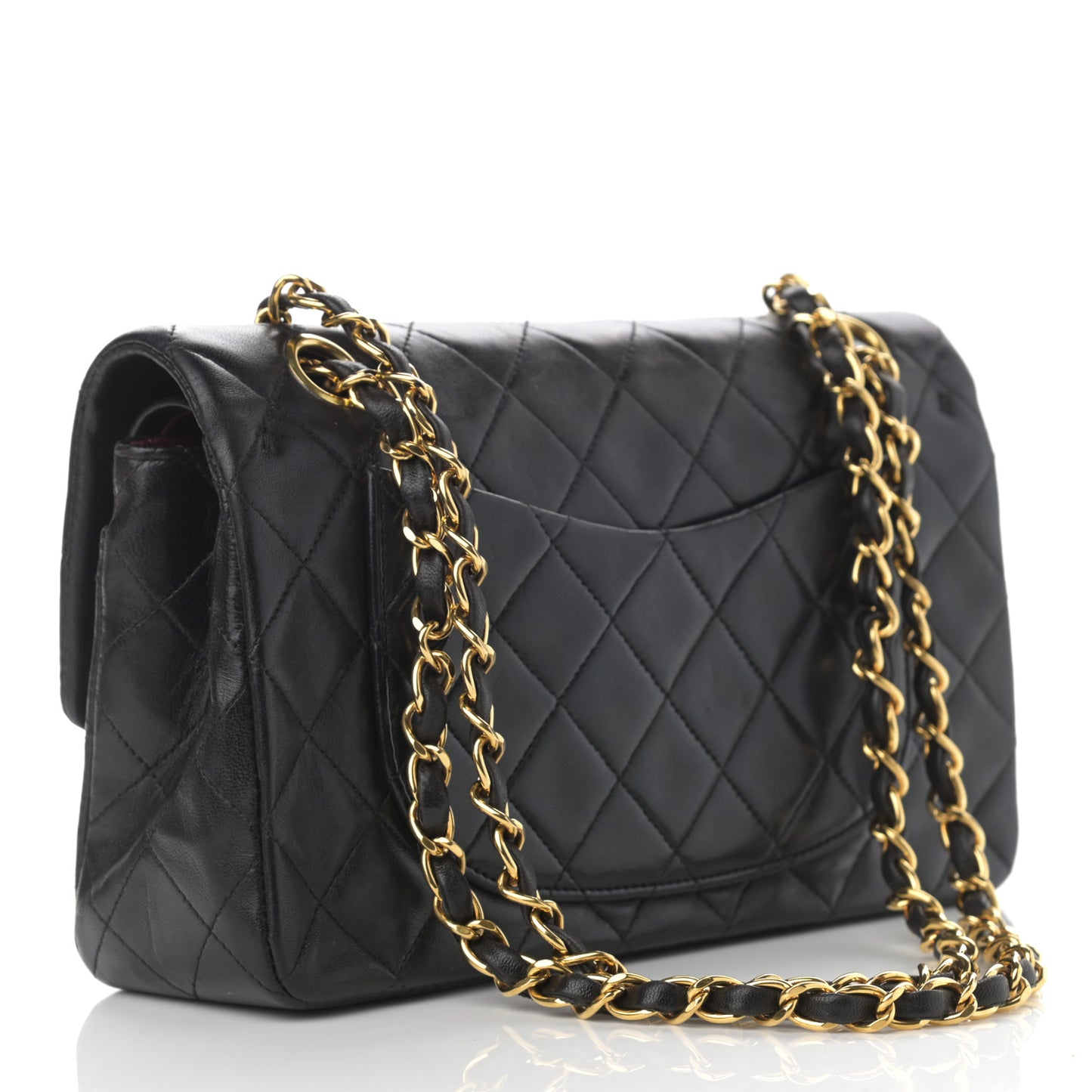 Lambskin Quilted Small Double Flap Black