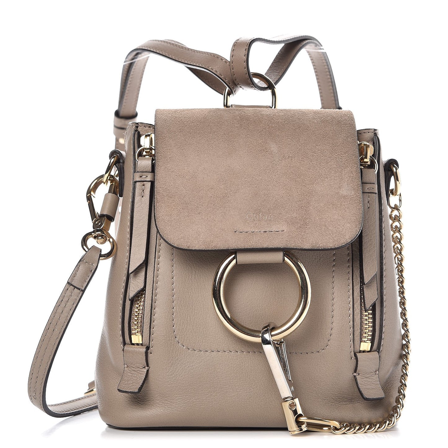 Suede Calfskin Mini Faye Backpack Motty Grey