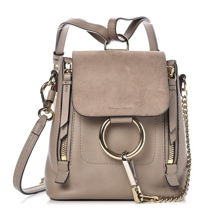 Chloe Suede Calfskin Mini Faye Backpack Motty Grey 1 of 8
