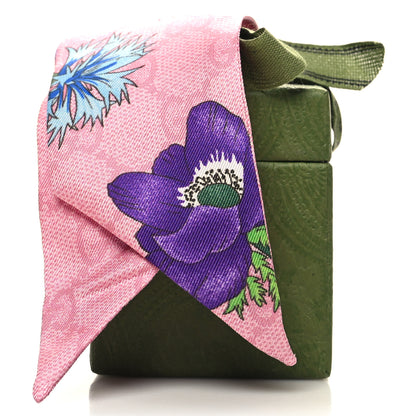 Gucci Silk Twill GG Monogram Floral Print Neck Bow Scarf Roseate 4 of 4