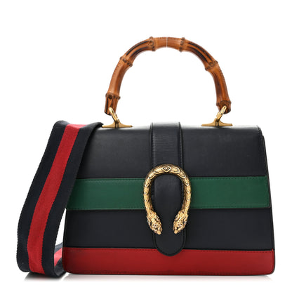 Gucci Moon Calfskin Bamboo Web Medium Dionysus Top Handle Bag Blue Emerald Hibiscus Red 1 of 12