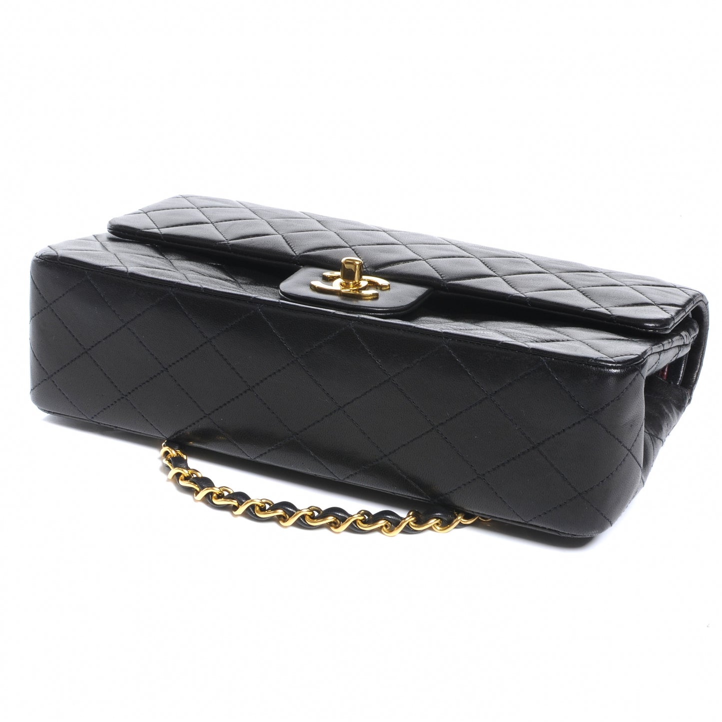 Lambskin Medium Double Flap Black