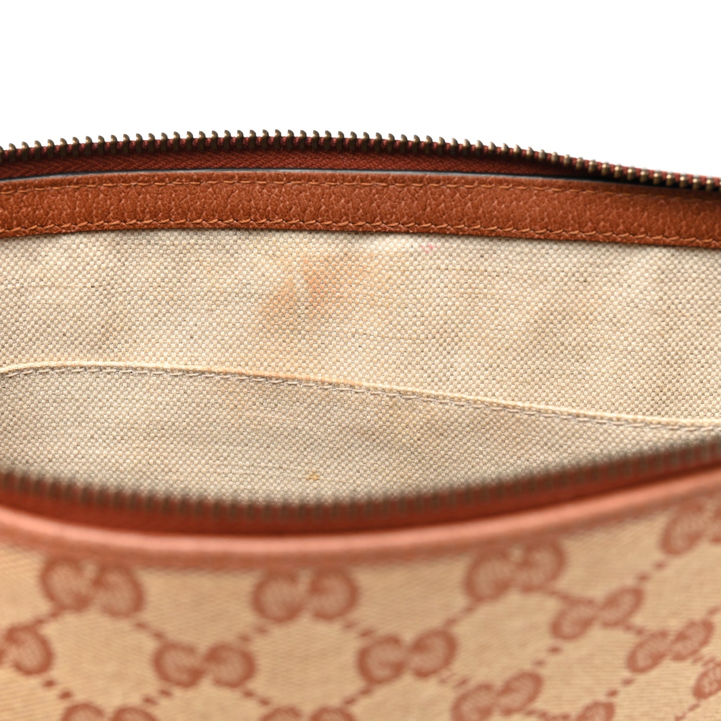 X MLB GG Monogram NY Yankees Zip Wristlet Pouch Beige Ruggine Ivory