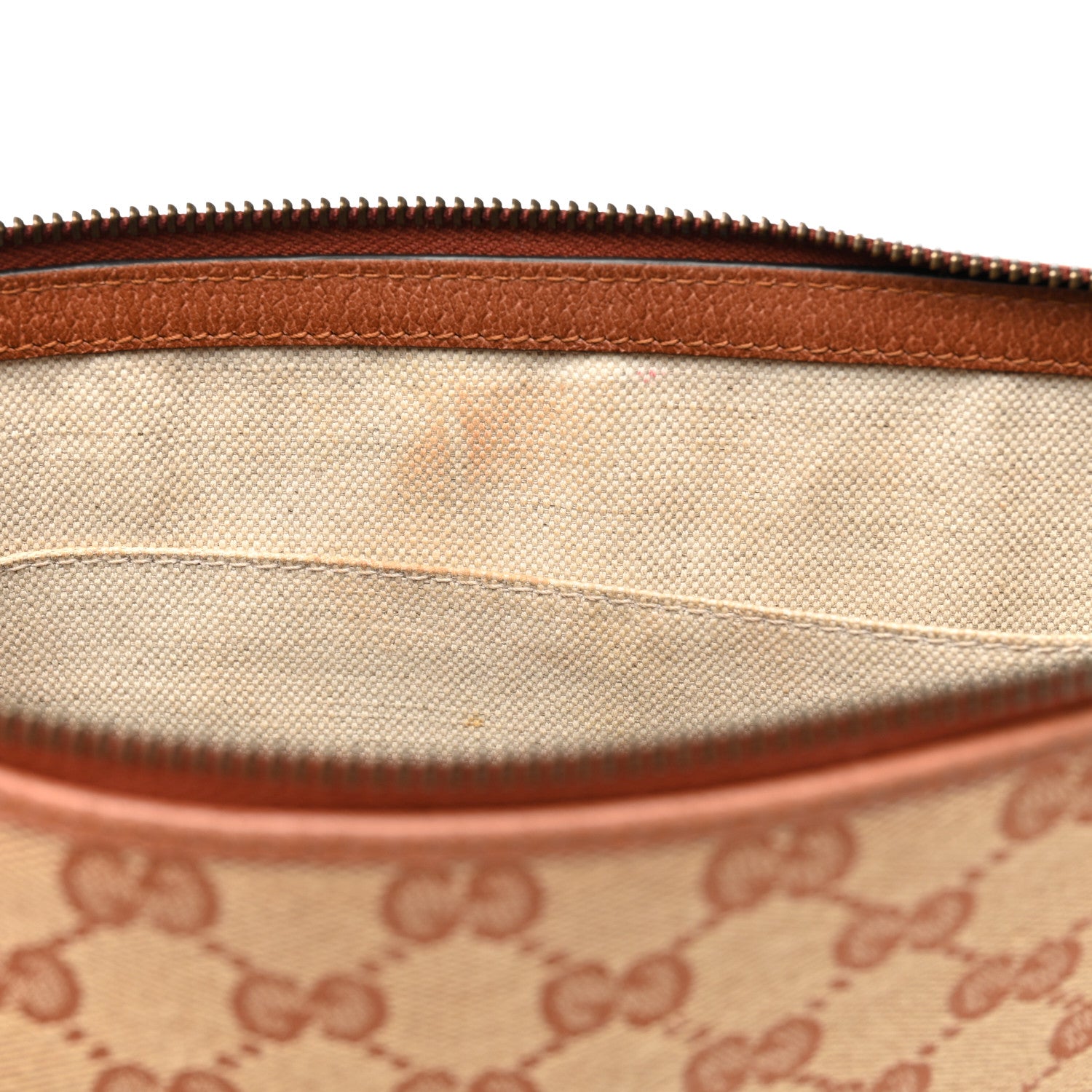 Gucci X MLB GG Monogram NY Yankees Zip Wristlet Pouch Beige Ruggine Ivory 10 of 11