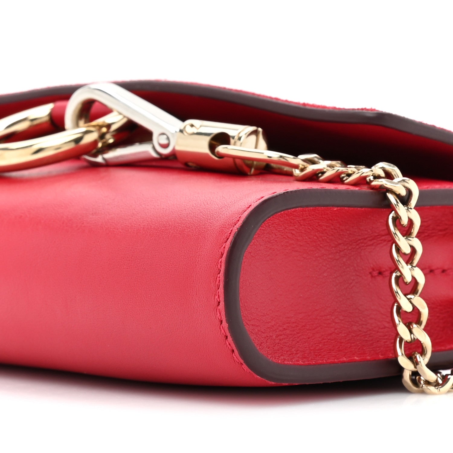 Chloe Suede Calfskin Mini Faye Shoulder Bag Tulip Red 8 of 9