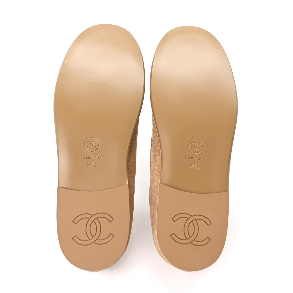 Chanel Suede Calfskin CC Loafers 39.5 Dark Beige 6 of 10