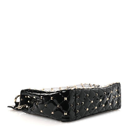 Valentino Garavani Patent Medium Rockstud Spike Shoulder Bag Black 4 of 10