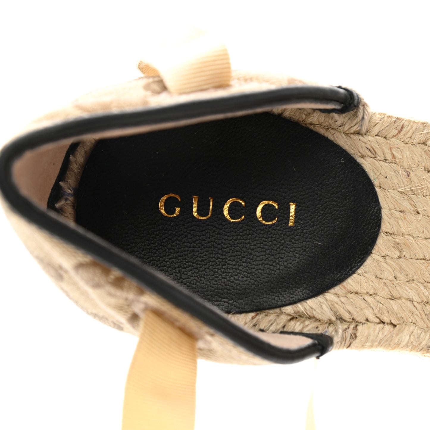 Monogram Matelasse GG Marmont Ankle Wrap Platform 35/120mm Espadrille Wedges 36 Beige Ebony Black Sand Storm