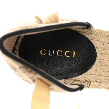 Gucci Monogram Matelasse GG Marmont Ankle Wrap Platform 35/120mm Espadrille Wedges 36 Beige Ebony Black Sand Storm 7 of 10