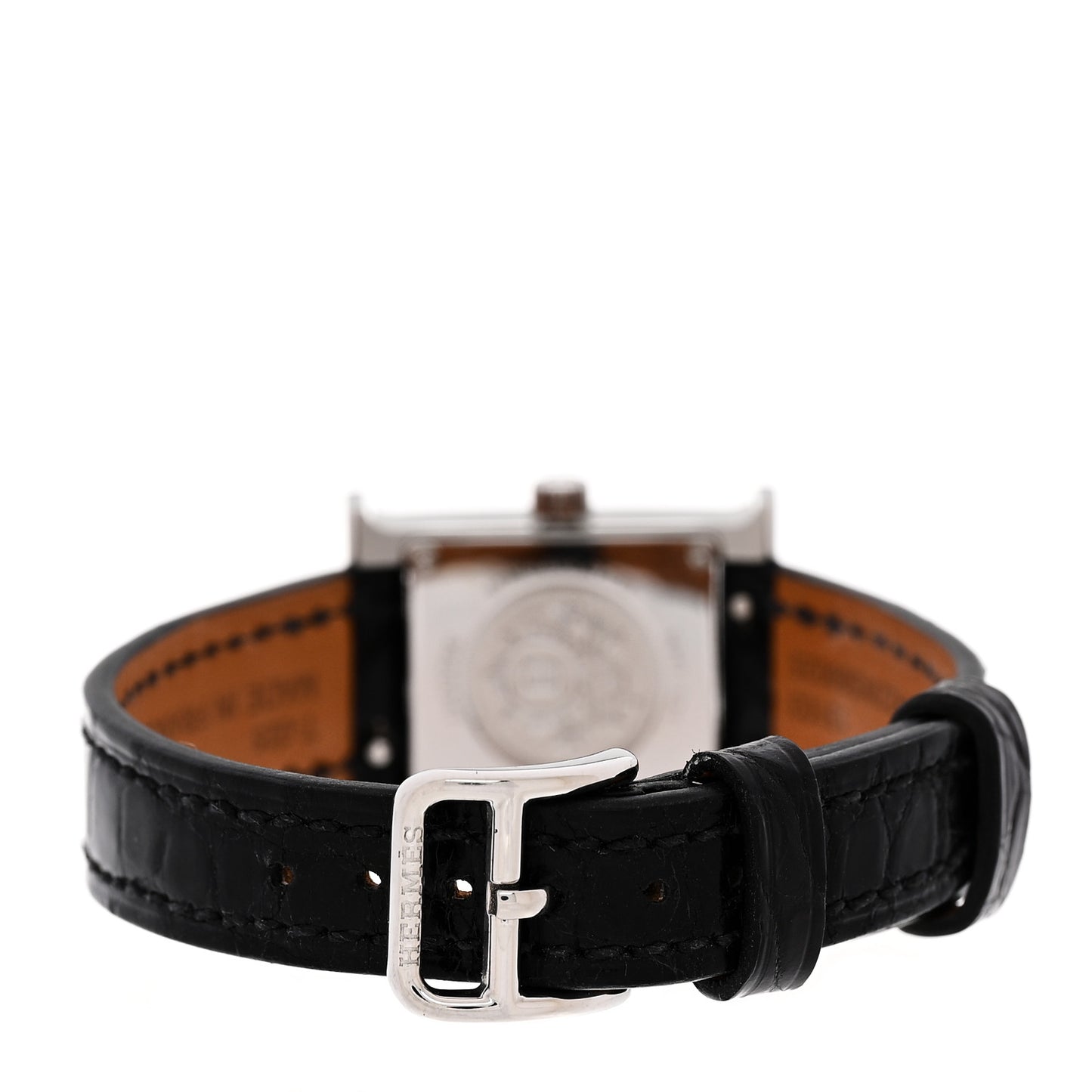 Stainless Steel Alligator Diamond Bezel Mother of Pearl 17.2mm Heure H Hour Quartz Watch Noir