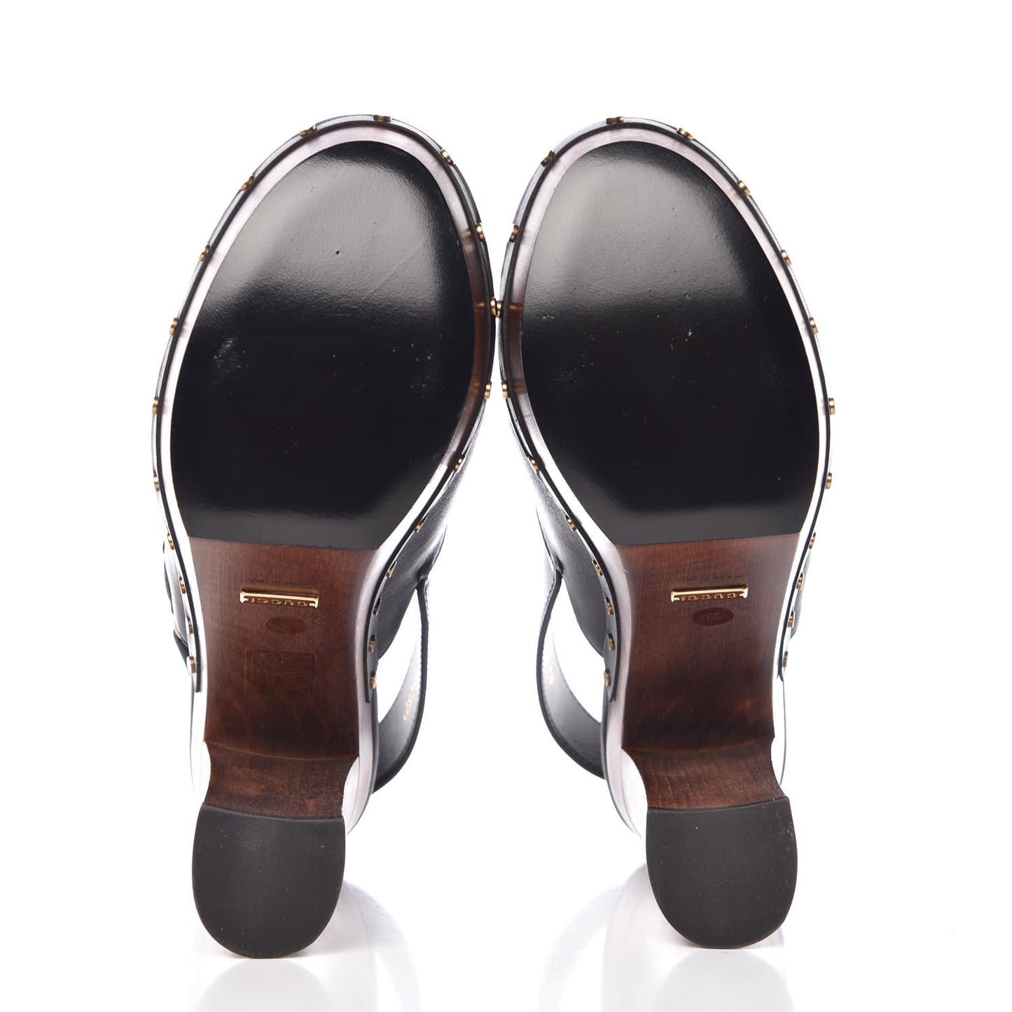 Betis Calfskin Horsebit Amstel Platform Slingback Clogs 39 Black