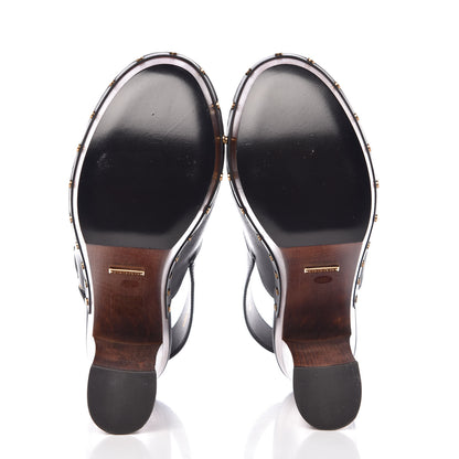 Gucci Betis Calfskin Horsebit Amstel Platform Slingback Clogs 39 Black 5 of 11