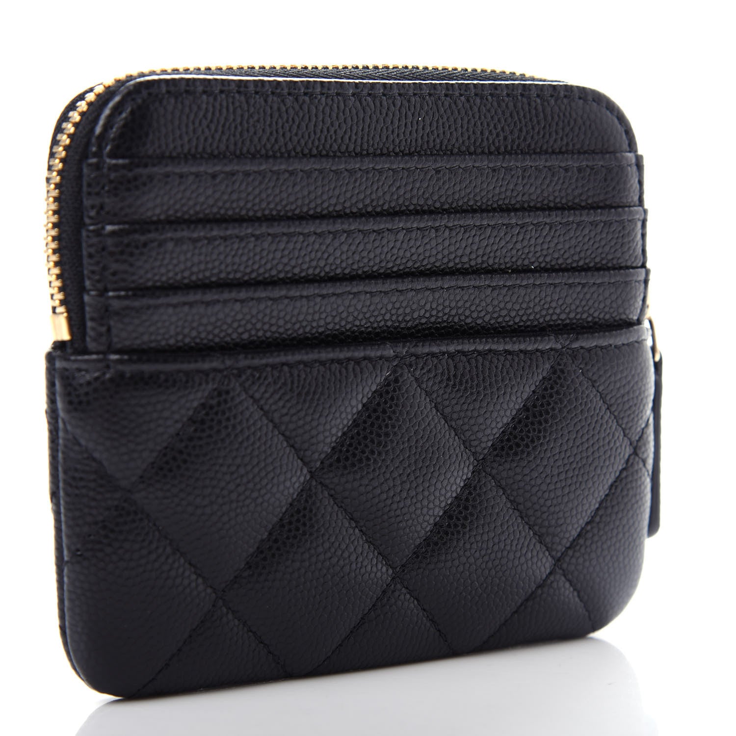Chanel Caviar Quilted Zip Card Holder Wallet Black 3 of 7