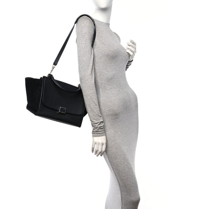 Celine Drummed Calfskin Suede Small Trapeze Black 2 of 9