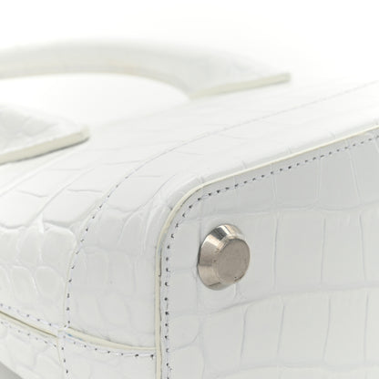 Balenciaga Calfskin Crocodile Embossed XXS Ville Top Handle Bag White Black 13 of 19