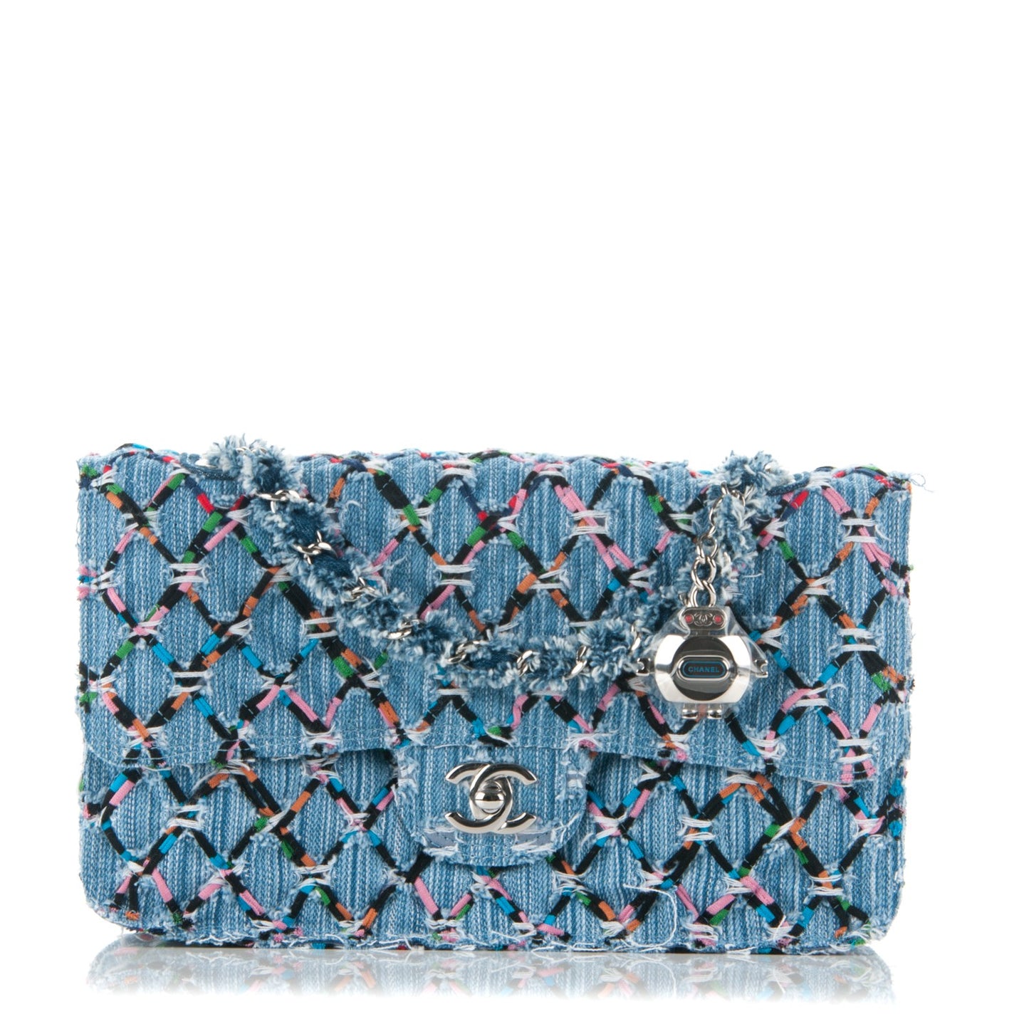 Woven Denim Medium Flap Multicolor