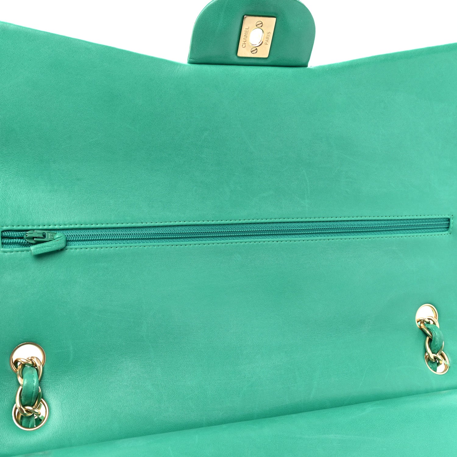 Chanel Lambskin Quilted Maxi Double Flap Green 11 of 20